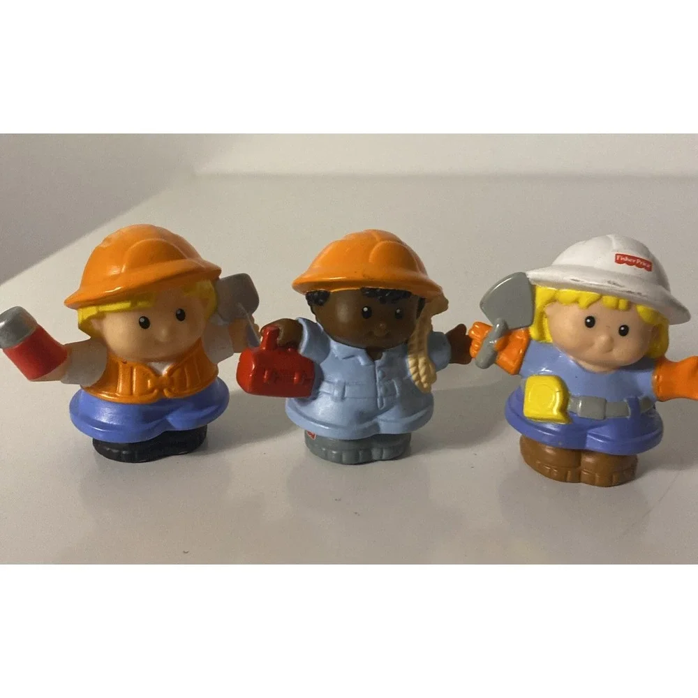 Fisher Price Little People Lot Of 3 Construction Worker Figures- Hard Hat